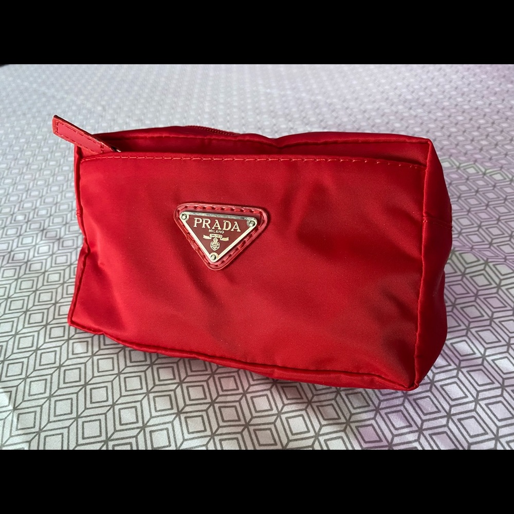 Authentic Prada fabric cosmetic pouch, Brand New